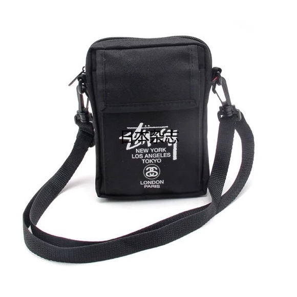 Womens crossbody small bag black print streetwear NY LA TOKYO Paris NWT - Picture 1 of 5